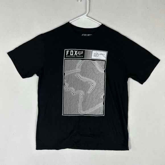 Fox Racing Classic Short Sleeve T-Shirt Men's Size Large Graphic Print Tee Black - Picture 1 of 7